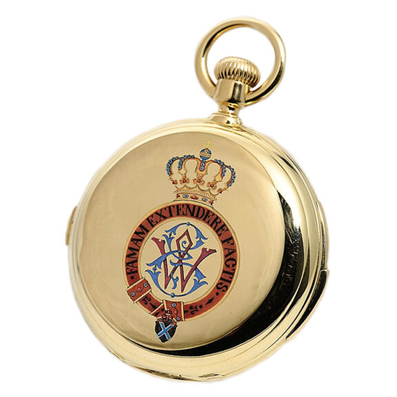 Swiss gold hunting cased repeating lever chronograph Circa 1895 Swiss gold hunting cased repeating lever chronograph Circa 1895