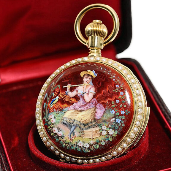 Swiss enamel minute repeater for Chinese market Circa 1895 Swiss enamel minute repeater for Chinese market Circa 1895
