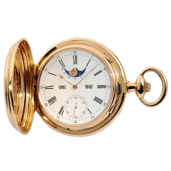 Swiss gold watch with cover winding mechanism Circa 1885 Swiss gold watch with cover winding mechanism Circa 1885