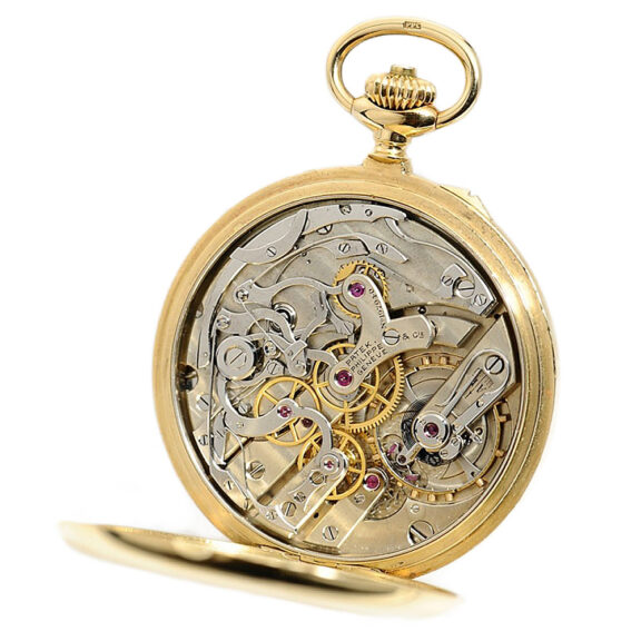 Swiss 18K gold chronograph open faced watch Circa 1925 Swiss 18K gold chronograph open faced watch Circa 1925