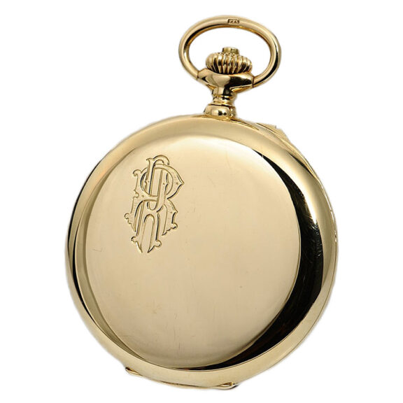 Swiss 18K gold chronograph open faced watch Circa 1925 Swiss 18K gold chronograph open faced watch Circa 1925