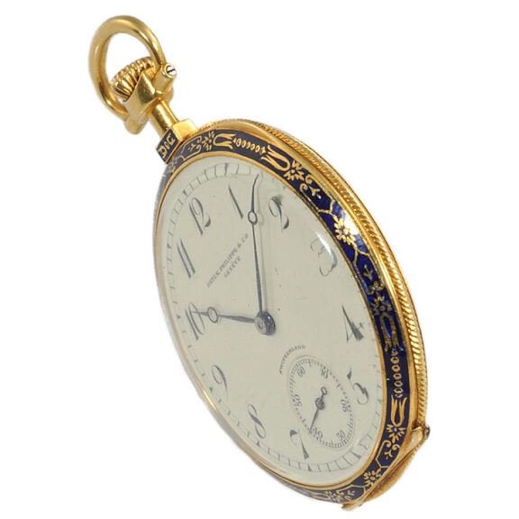 Rare Swiss gold and enamel open faced watch Circa 1908 Rare Swiss gold and enamel open faced watch Circa 1908