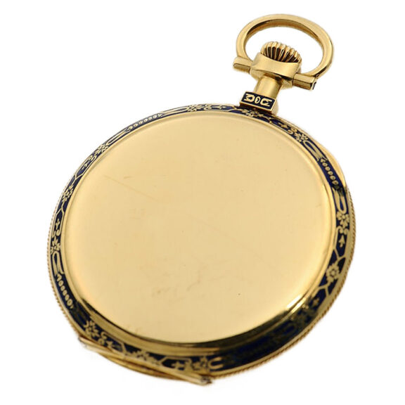 Rare Swiss gold and enamel open faced watch Circa 1908 Rare Swiss gold and enamel open faced watch Circa 1908