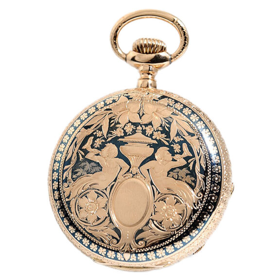 Swiss hunting cased pocket watch in a Niello-gold case Circa 1900 Swiss hunting cased pocket watch in a Niello-gold case Circa 1900