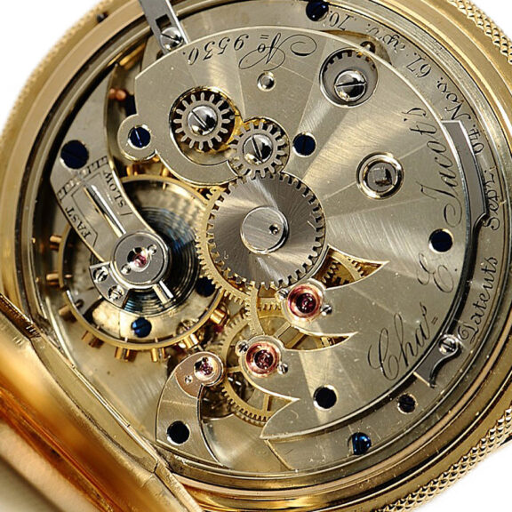 Swiss watch with patented seesaw winding mechanism Circa 1882 Swiss watch with patented seesaw winding mechanism Circa 1882
