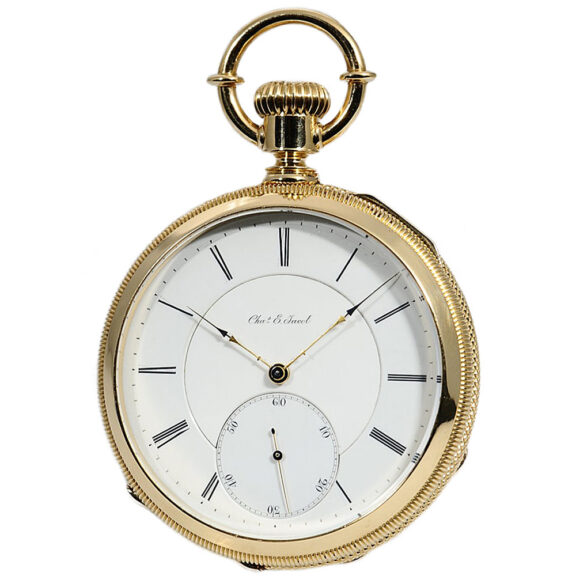 Swiss watch with patented seesaw winding mechanism Circa 1882 Swiss watch with patented seesaw winding mechanism Circa 1882