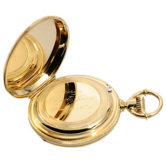 Swiss watch with patented seesaw winding mechanism Circa 1882