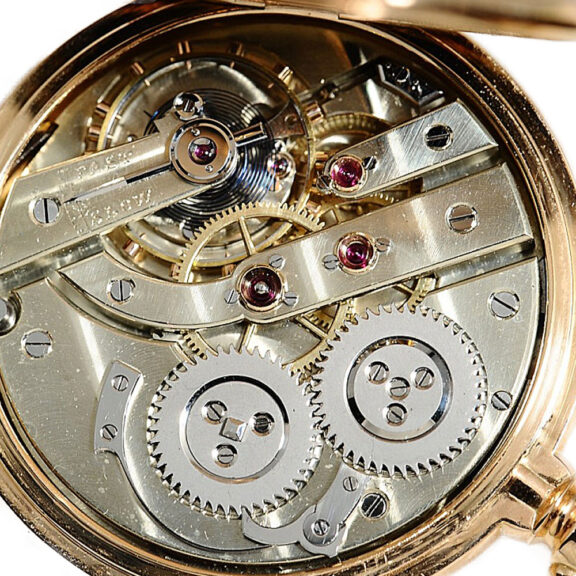 Swiss rose gold hunting cased pocket chronometer Circa 1877 Swiss rose gold hunting cased pocket chronometer Circa 1877