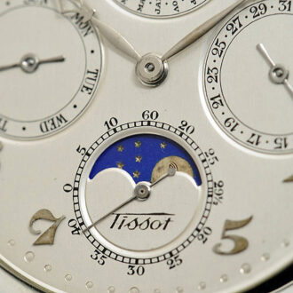 Swiss perpetual calendar watch with moon phase Circa 1925