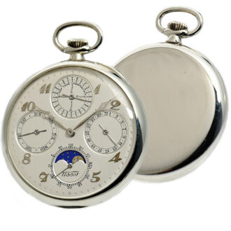 Swiss perpetual calendar watch with moon phase Circa 1925