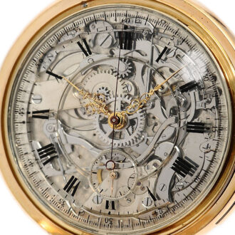 Swiss skeletonized minute repeater with chronograph Circa 1898
