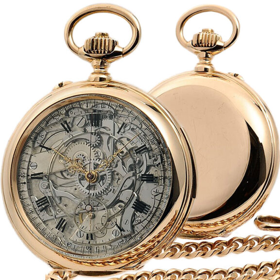 Swiss skeletonized minute repeater with chronograph Circa 1898