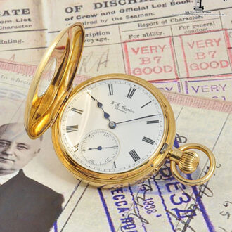 English 18 carat gold half hunter cased lever watch Circa 1915