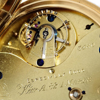 English gold half hunting cased carrousel watch Circa 1897