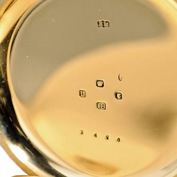 English gold half hunting cased carrousel watch Circa 1897 English gold half hunting cased carrousel watch Circa 1897