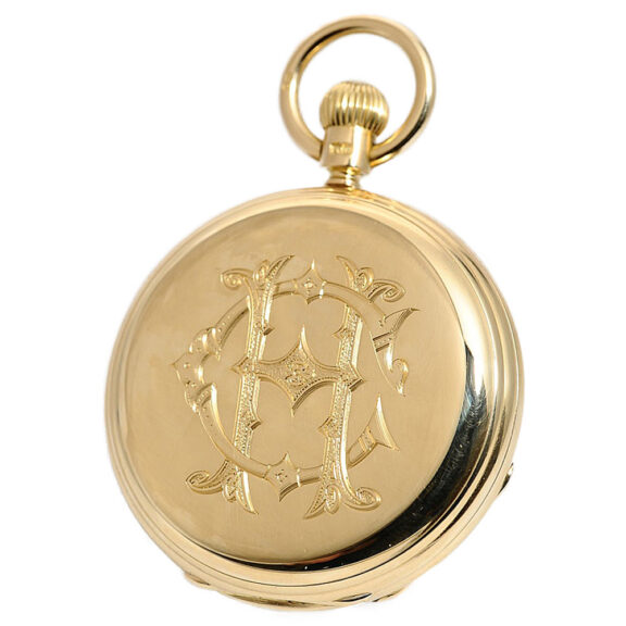 English gold lever with power reserve indicator Circa 1884