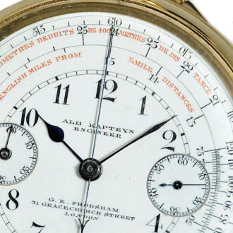 English pocket watch with chronograph and tachy scale Circa 1896 English pocket watch with chronograph and tachy scale Circa 1896