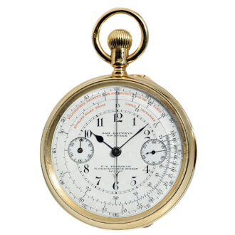 English pocket watch with chronograph and tachy scale Circa 1896