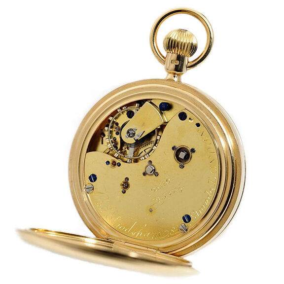English watch with power reserve and black dial Circa 1879 English watch with power reserve and black dial Circa 1879