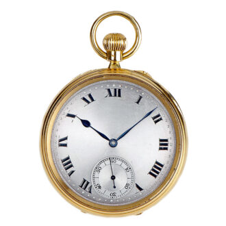 English watch bearing a solid 18-carat gold movement Circa 1921