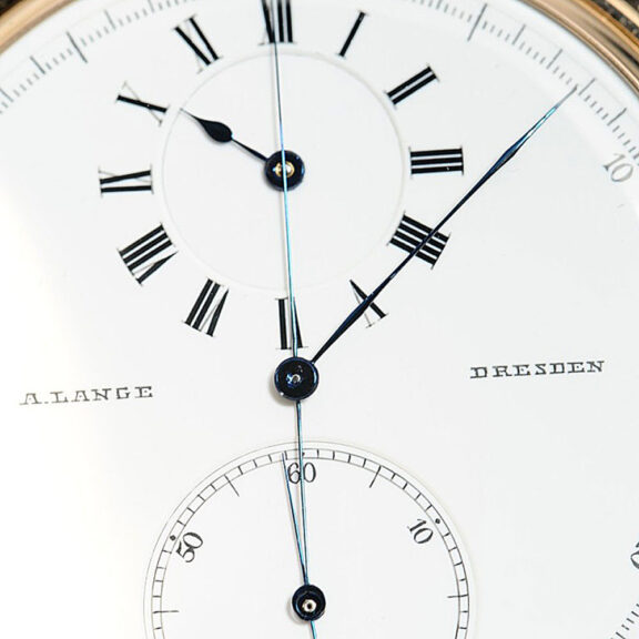 German gold chronograph with regulator dial circa 1868 German gold chronograph with regulator dial circa 1868