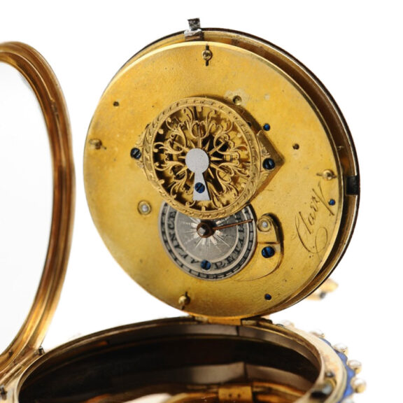 Swiss 18k gold, split pearl-set portrait watch Circa 1790 Swiss 18k gold, split pearl-set portrait watch Circa 1790