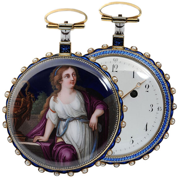 Swiss 18k gold, split pearl-set portrait watch Circa 1790