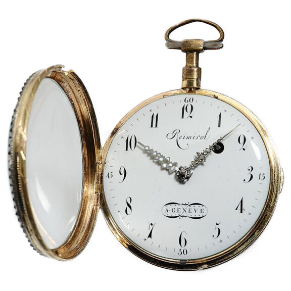 Swiss gilt brass open faced verge pocket watch Circa 1790 Swiss gilt brass open faced verge pocket watch Circa 1790