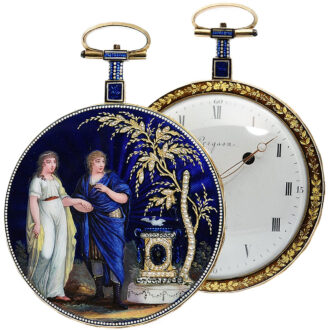 French gold enamel watch with pearls and diamonds Circa 1790