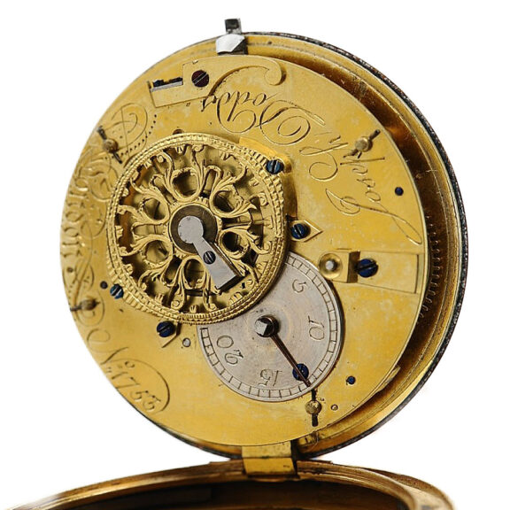 Fine English gold enamel verge pocket watch Circa 1820 Fine English gold enamel verge pocket watch Circa 1820