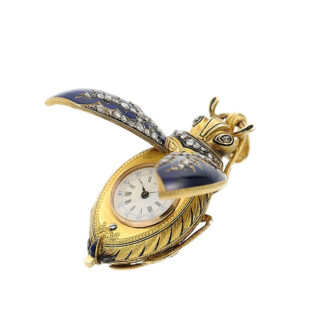 Swiss gold, enamel and diamond-set beetle watch Circa 1870