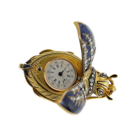 Swiss gold, enamel and diamond-set beetle watch Circa 1870 Swiss gold, enamel and diamond-set beetle watch Circa 1870