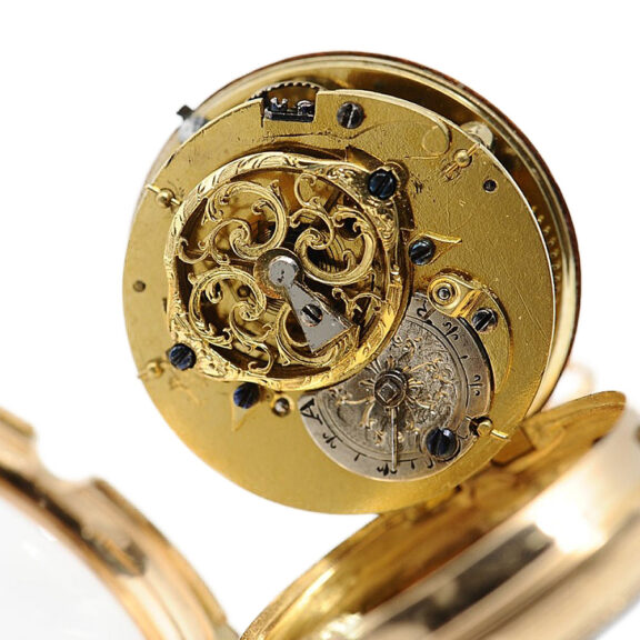 French gold verge watch with ballooning scene Circa 1785 French gold verge watch with ballooning scene Circa 1785