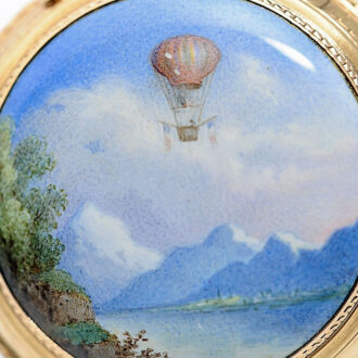French gold verge watch with ballooning scene Circa 1785