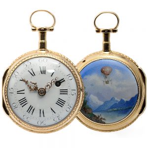 French gold verge watch with ballooning scene Circa 1785