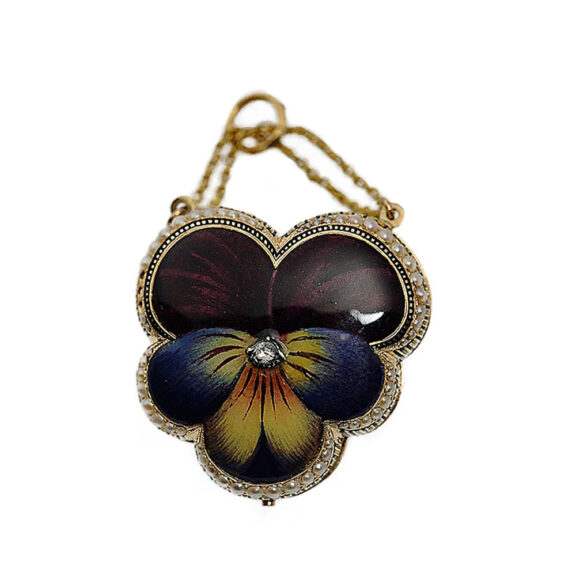 French gold enamel watch in the shape of a tufted pansy Circa 1820 French gold enamel watch in the shape of a tufted pansy Circa 1820