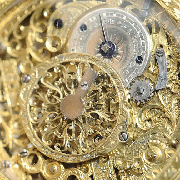 French gold skeletonized quarter repeater Circa 1820 French gold skeletonized quarter repeater Circa 1820