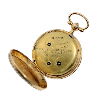 French gold pearl set watch with musical movement Circa 1800 French gold pearl set watch with musical movement Circa 1800