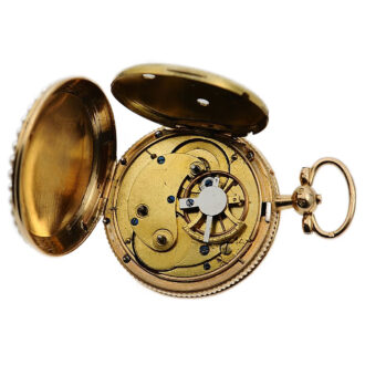 French gold pearl set watch with musical movement Circa 1800 French gold pearl set watch with musical movement Circa 1800