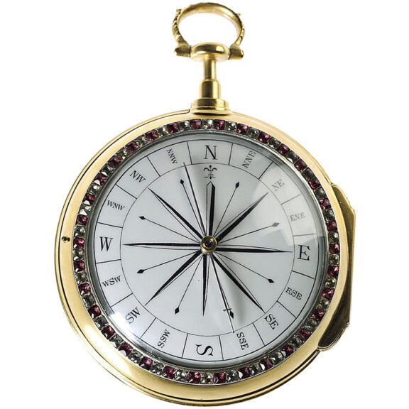 English coach clock with compass and calendar Circa 1780 English coach clock with compass and calendar Circa 1780