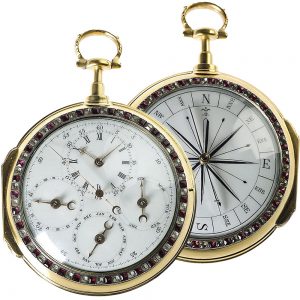 English coach clock with compass and calendar Circa 1780