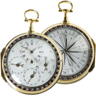 English coach clock with compass and calendar Circa 1780