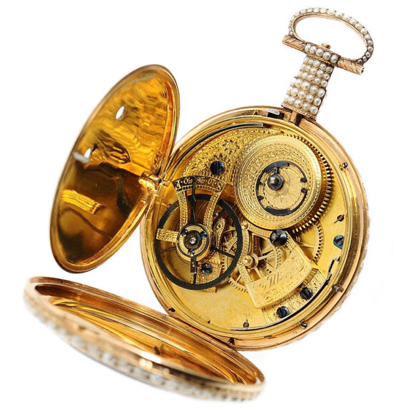 English fine gold enamel centre seconds duplex Circa 1820 English fine gold enamel centre seconds duplex Circa 1820