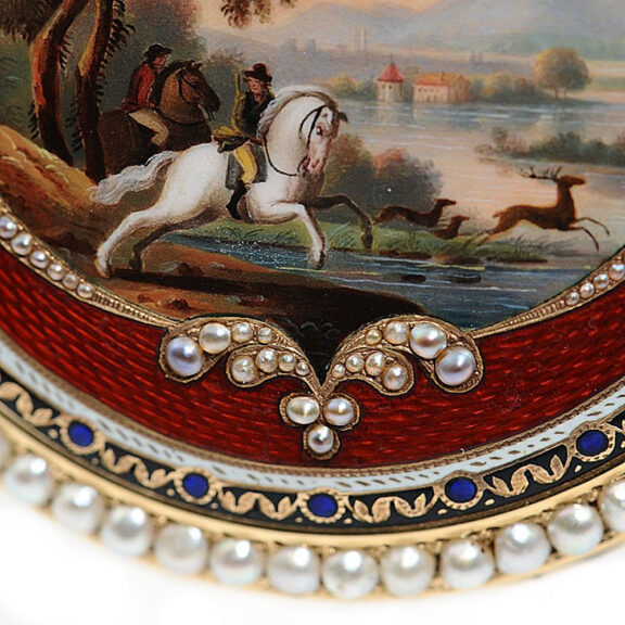 English fine gold enamel centre seconds duplex Circa 1820 English fine gold enamel centre seconds duplex Circa 1820