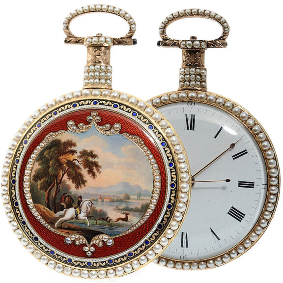English fine gold enamel centre seconds duplex Circa 1820