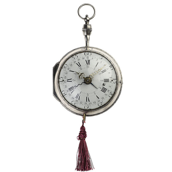 Large French silver quarter repeating coach clock Circa 1775 Large French silver quarter repeating coach clock Circa 1775