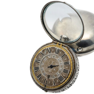 French silver pair-cased verge watch with alarm Circa 1710