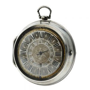 French silver pair-cased verge watch with alarm Circa 1710