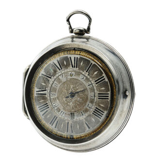 French silver pair-cased verge watch with alarm Circa 1710