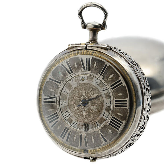 French silver pair-cased verge watch with alarm Circa 1710 French silver pair-cased verge watch with alarm Circa 1710